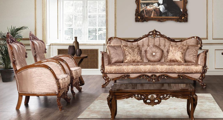 Suite Sofa Sofa set 3+1+1 Seater Armchair Sofas Set Fabric Baroque Seat Luxury