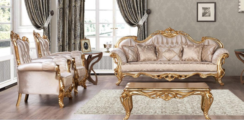 Suite Sofa set 3+1+1 Seater Coffee table Sofa Luxury Fabric Armchair Sofas new