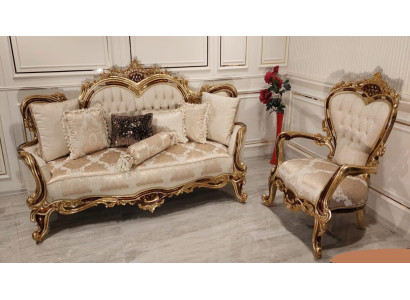 Sofa set 3+1 Seater Sofa Couch Armchair Luxury Suite Fabric Group Baroque