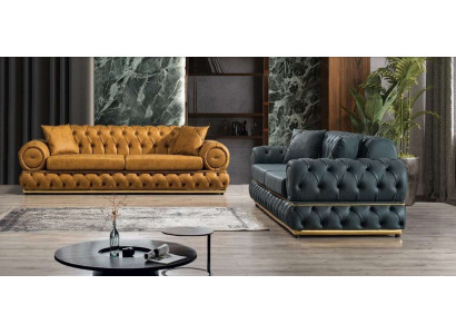 Suite Luxury Chesterfield Sofa set 3+3 Seater Sofa Armchair Sofas Leather 2pcs