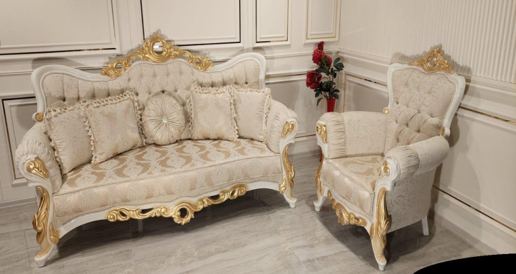 Luxury Group Sofa set 3+1 Seater Suite Fabric Sofa Sofas Armchair Baroque new