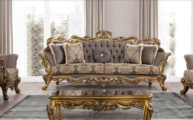 Three Seater Sofa 3 Seater Triple Sofa Sofa Sofas Armchair Seat Fabric Style Baroque