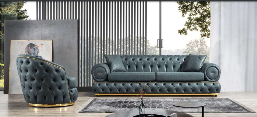 Sofa set 3+1 Seater Suite Sofa Sofas Leather Armchair Luxury Chesterfield