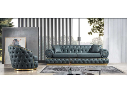 Sofa set 3+1 Seater Suite Sofa Sofas Leather Armchair Luxury Chesterfield