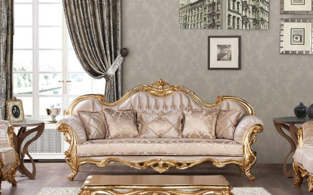 Seat Three Seater Sofa 3 Seater Sofa Sofas Couches Fabric Style Baroque Rococo Furniture