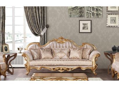 Seat Three Seater Sofa 3 Seater Sofa Sofas Couches Fabric Style Baroque Rococo Furniture