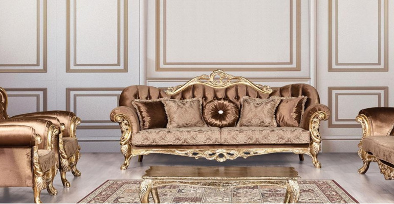 Luxury Three Seater Sofa 3 Seater Baroque Rococo Sofa Sofas Armchair Fabric Style Furniture