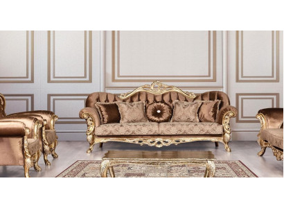 Luxury Three Seater Sofa 3 Seater Baroque Rococo Sofa Sofas Armchair Fabric Style Furniture