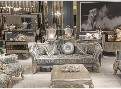 Three Seater Sofa 3 Seat Couch Furniture Classic Sofas Fabric Style Baroque Rococo new