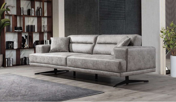 Sofa 3 Seater Sofas Leather Three Seater Seat Upholstery Design Living room Modern Gray