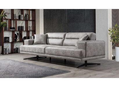 Sofa 3 Seater Sofas Leather Three Seater Seat Upholstery Design Living room Modern Gray