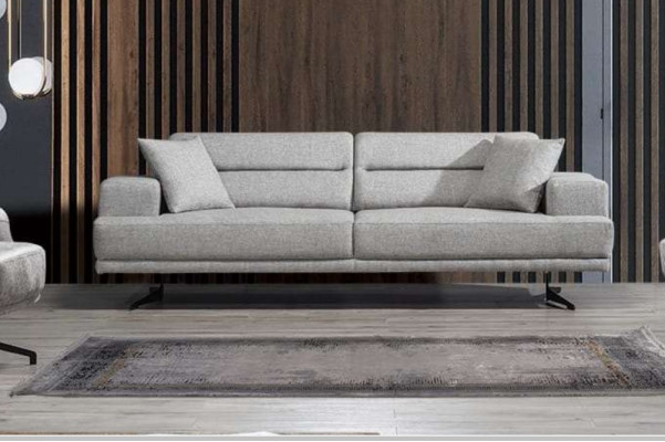 Sofa 3 Seater Sofas Leather Three Seater Seat Upholstery Design Living room Modern Gray