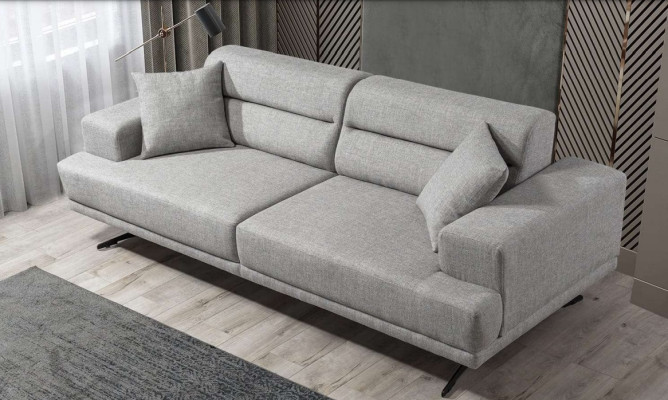 Sofa 3 Seater Sofas Leather Three Seater Seat Upholstery Design Living room Modern Gray