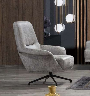 Armchair Design Couch Sofa Relax Leather Lounge Club Seater Luxury Seat Gray Modern