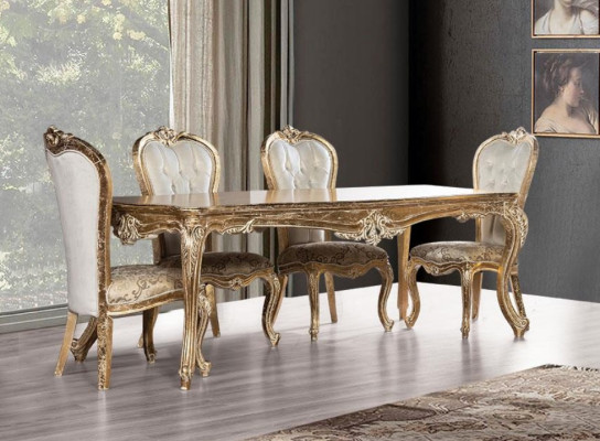 Baroque Dining room chair Chair Lehn Wood Luxury Dining room Baroque Fabric Style Chairs