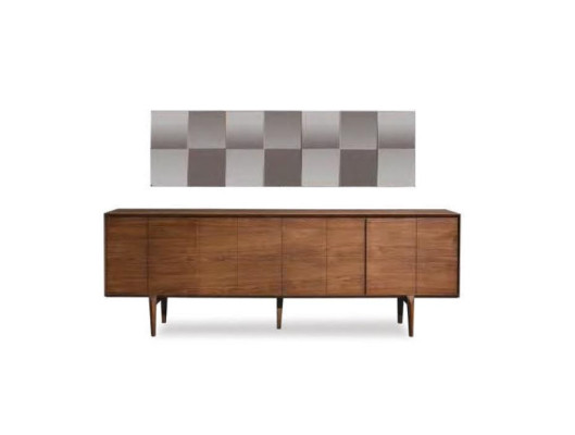 Modern luxury wood sideboard living room shelf console mirror 2 pieces