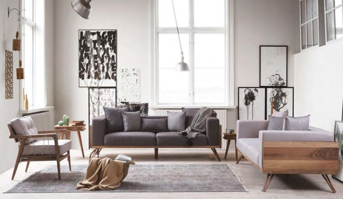 Modern Sofa set 3+3+1 Seater Living room Furnishings Wooden frame