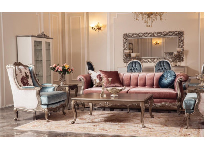 Sofa set Classic Sofa Couch Set Coffee table 2x Armchair Luxury Set 4 pieces.