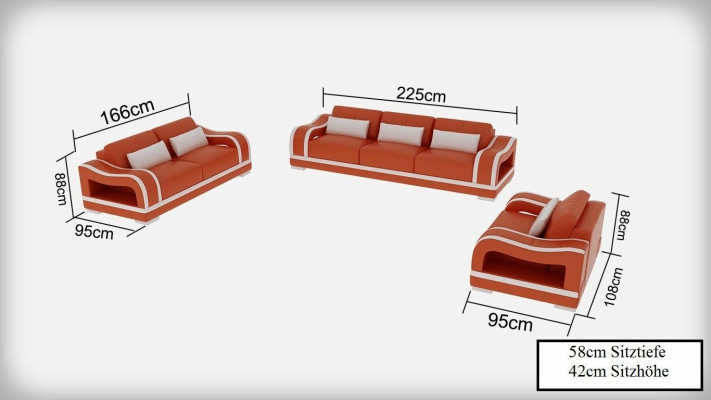 Leather sofa Couch Living landscape 3+2+1 Seater Suite Design Modern Sofa G8030D