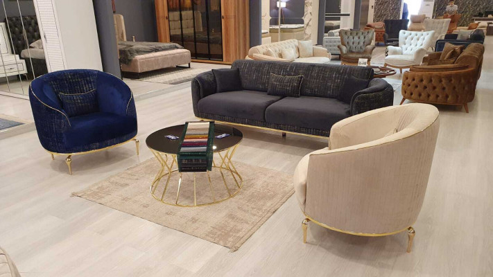 Luxury Sofa 3 Seater Living room Blue Modern Sofa Three Seater Furniture