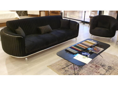 Sofa set Living room Sofa set 3+1 Seater Modern Black Sofa Set