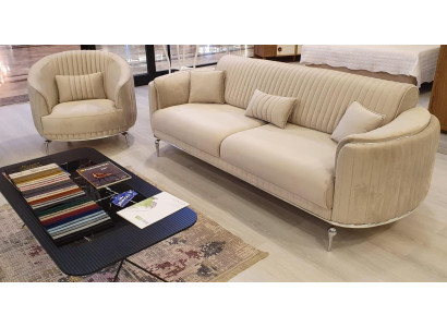 Sofa set Living room Furniture Textile White Sofa Set 3+1 Seater Modern Design