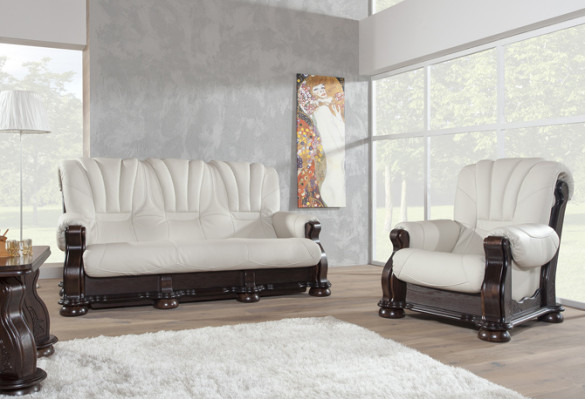 Leather sofa set of the luxury class with real wooden frame Suite 3+2 sofa
