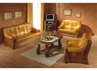 Classic Sofa Set Wood 3+2 Complete's Set Seat Upholstery Couch Set
