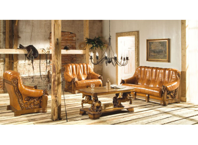 Classic Three Seater Couch Upholstery Sofa 100% Genuine Leather Wood (without 2+1) new