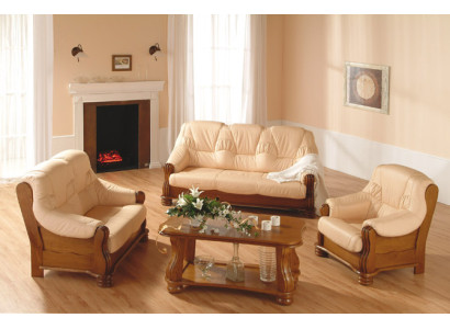 Classic Sofa Set Wood 3+1 Complete's Set Seat Upholstery Couch Set