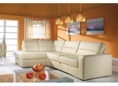 Corner sofa Living landscape Corner 100% Leather Sofa Seat Suite Modern