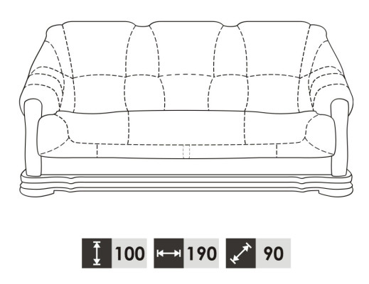 Sofa Three Seater Classic Couch Upholstery 3 Seater 100% Leather Couches