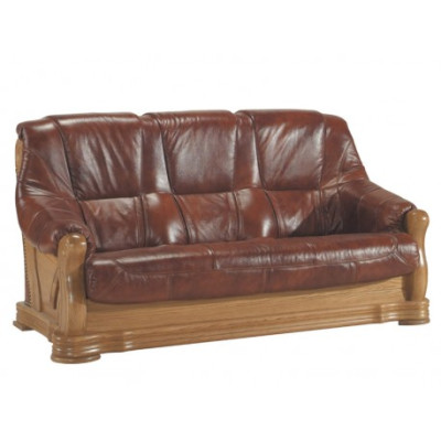 Antique style leather sofa couch sofa set 3+1+1 seater Italian leather upholstery