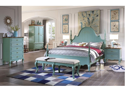 Luxury Bedroom Bed Real Wood Furniture Wood Beds country house style Double new