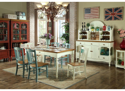 Dining table 6x Chairs Dining room Set Group Suite Table Seating group 7tlg Wood new