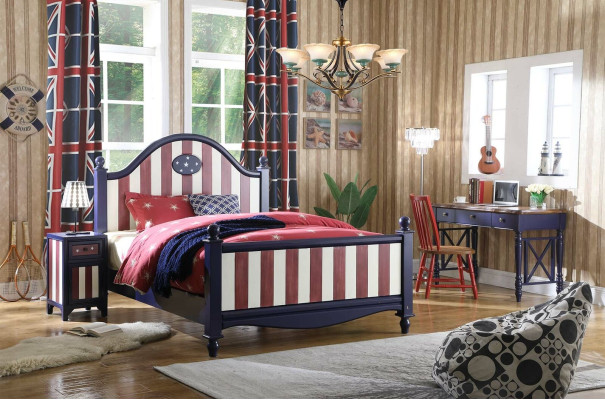 Bed Bedside table 3 pieces. Bedroom Set Design American Style Luxury Beds Group