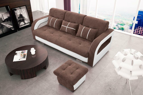 Sofa Couch Upholstery Sofas Couches Sofa bed Bed function 3 Seater + Stool new