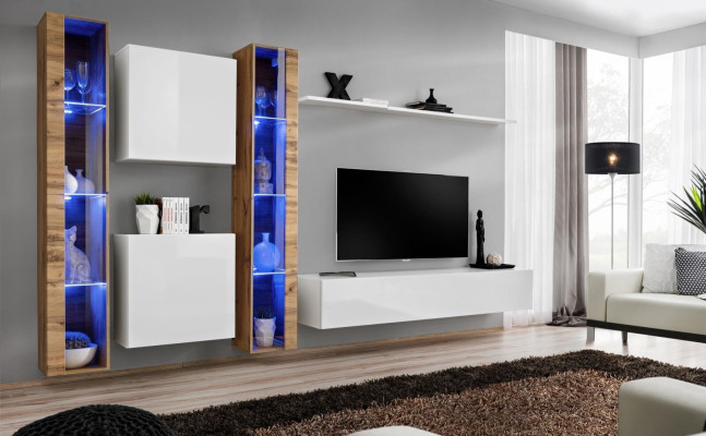 White TV lowboard Wall unit wall cabinet design living room furniture luxury sideboard