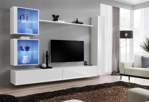 White Wall unit Luxury Wall Cabinet Complete Sideboard TV Lowboard Modern Design