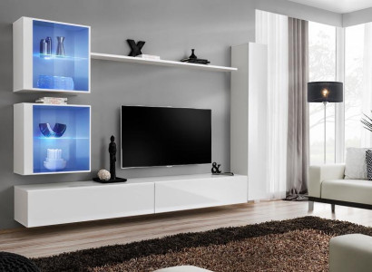 White Wall unit Luxury Wall Cabinet Complete Sideboard TV Lowboard Modern Design