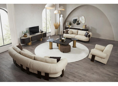 White living room sofa set 2x side tables 2x stool luxury couches