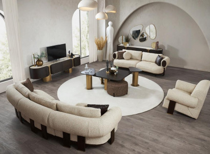 White living room sofa set 2x side tables 2x stool luxury couches