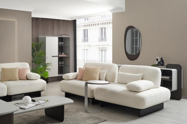 White Upholstery Living room Suite 2x Sofas Coffee tables Side table