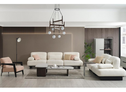 Designer White Couches Luxurious Living room Sofa set Elegant Armchair