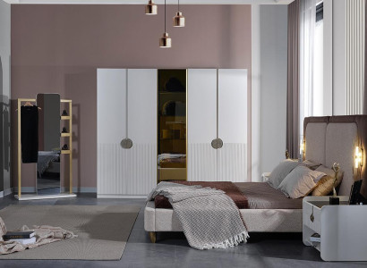 White Bedroom Complete e Suite Modern Bed Wardrobe 5pcs