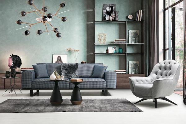 Luxurious living room seating furniture designer three-seater Chesterfield armchair
