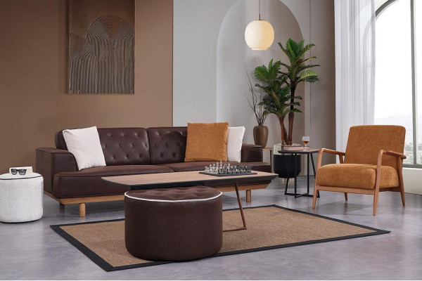 Elegant Living Room Furniture Modern 3-Seater Luxurious Single Seater 2-Piece Set