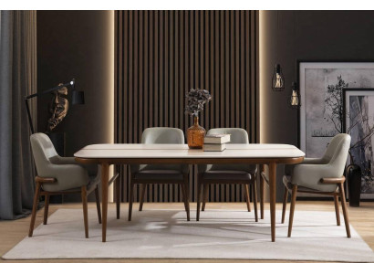 Dining room Furniture wooden table designer upholstered chairs wooden feet 7-piece luxury set