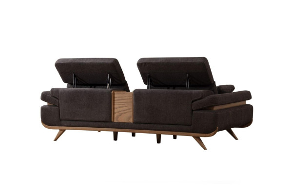 Brown-White Seating Set Three-Seater Luxurious Upholstery Armchair 2-Piece Set