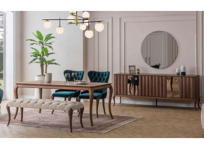 Brown and White Dining room Furniture Chesterfield Designer Stool Luxury Dining table